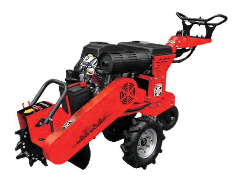 Petrol stump grinder with cutting wheel and handlebar